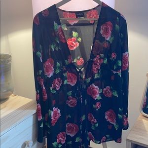 Rose patterned romper